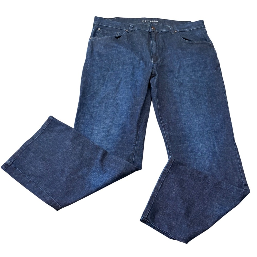 Mott & Bow Straight Jeans Mens 40x32 Dark Wash Blue Stretch Denim Classic Fit
